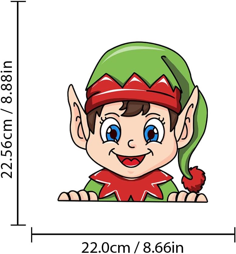 Iprokiu Christmas Toilet Sticker Funny Christmas Santa Claus Snowman Elf Toilet Seat Cover Decoration Waterproof Toilet Seat Lid Decal Bathroom Wall Sticker (Long Hat Elf) - Image 4